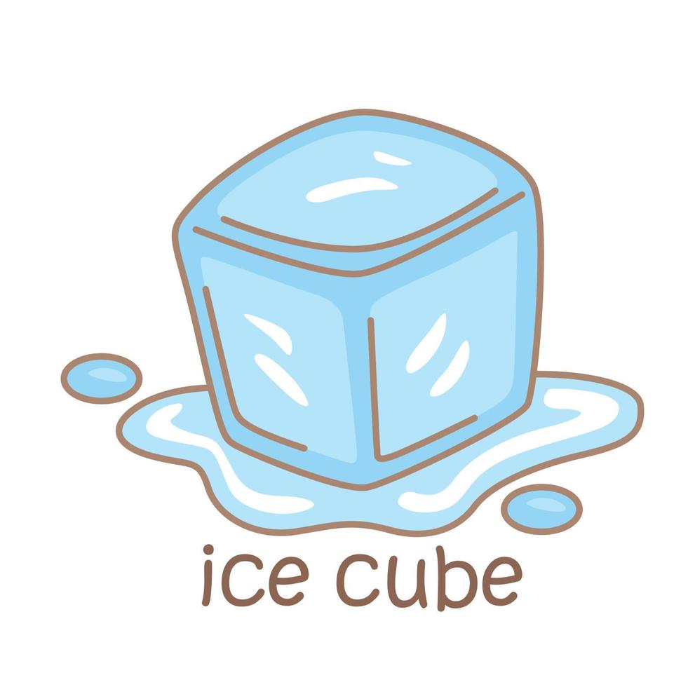 Alphabet I For Ice Cube Vocabulary Illustration Vector Clipart