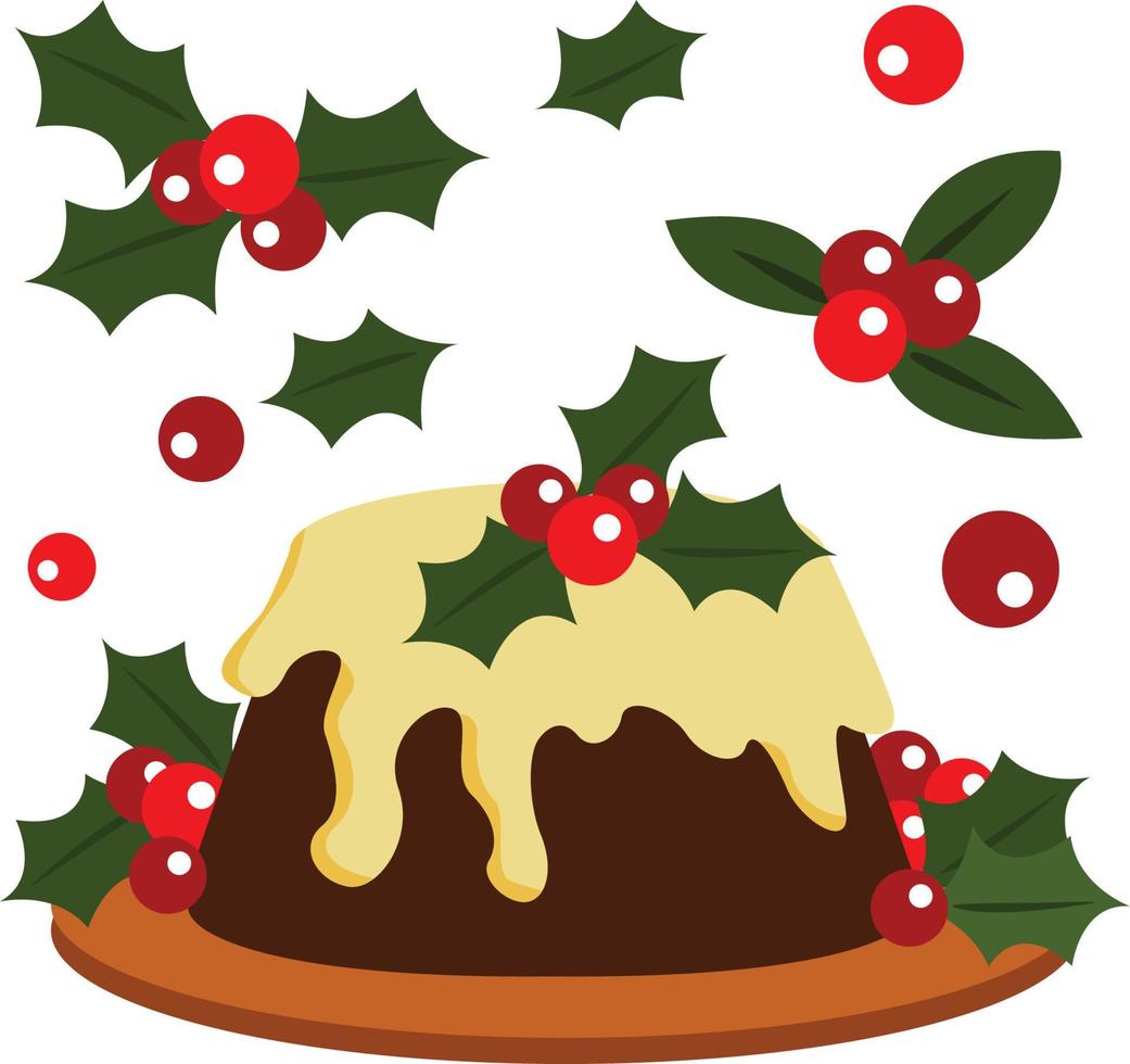 Christmas Feast Dinner Party Pudding Illustration Vector Clipart