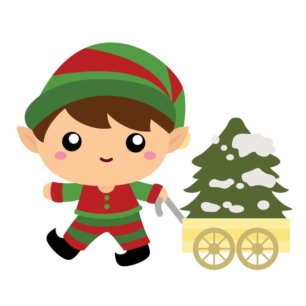 lindo elfo de navidad niños ilustración vector clipart