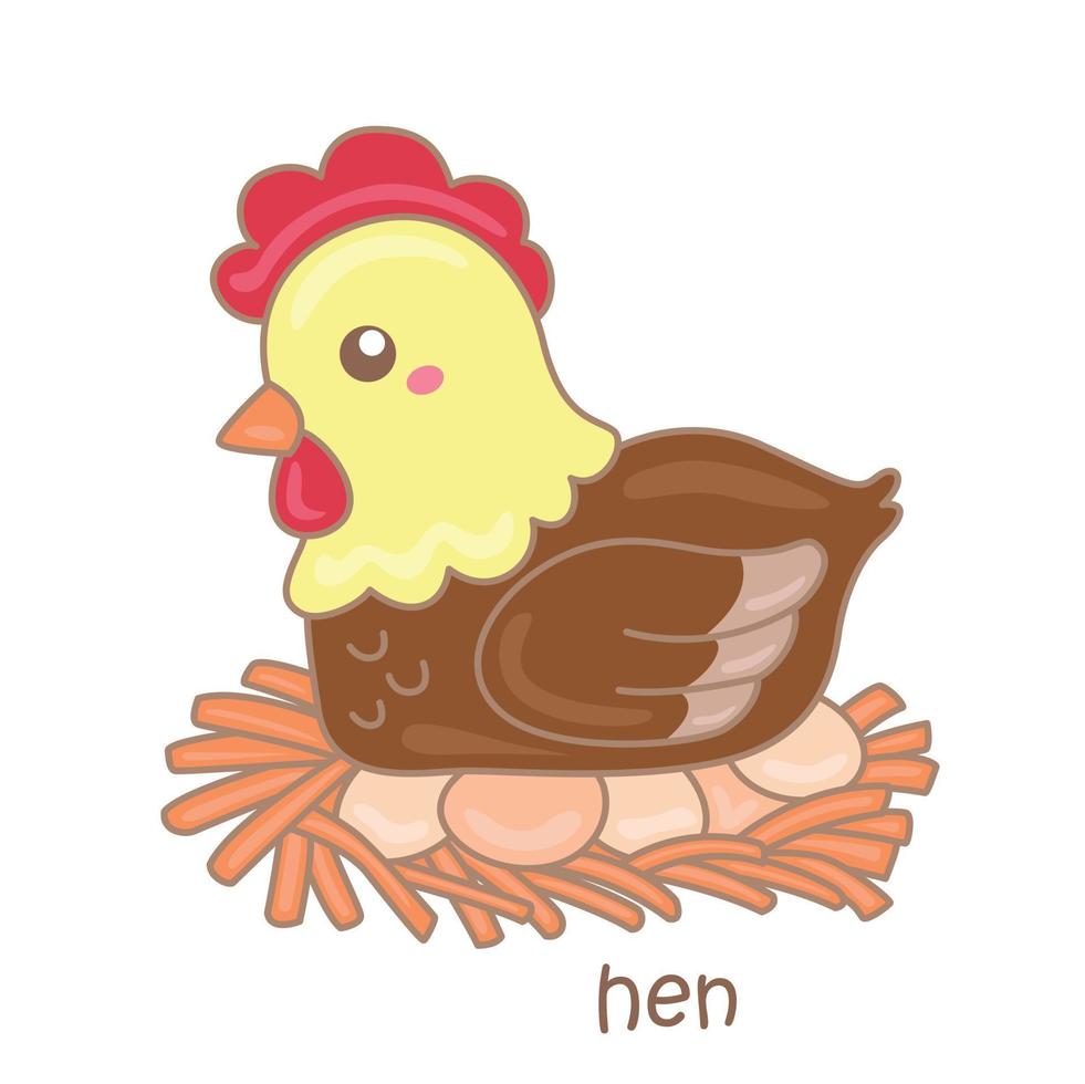 Alphabet H For Hen Vocabulary Illustration Vector Clipart