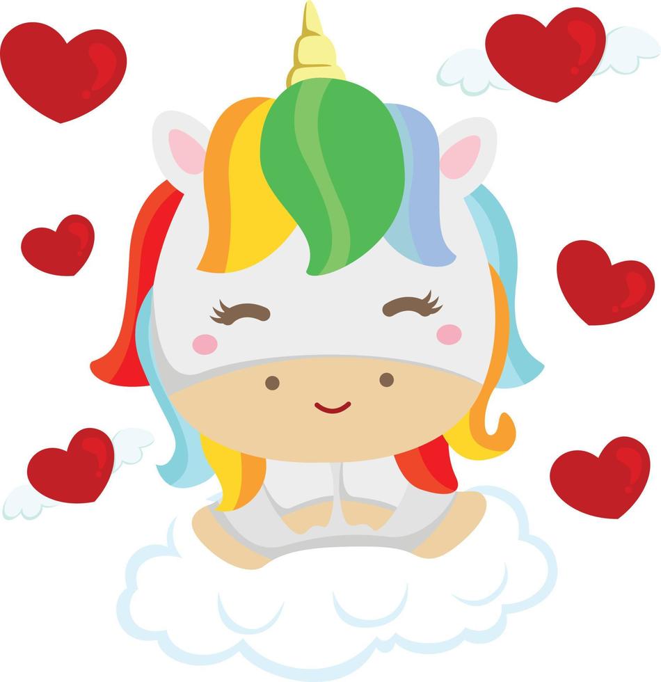 Rainbow Unicorn Party Decoration Illustration Vector Clipart