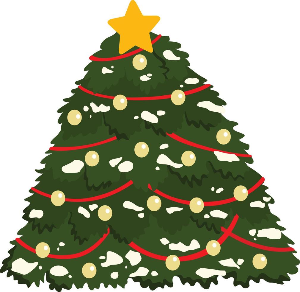 Cute Christmas Tree Decoration Illustration Vector Clipart