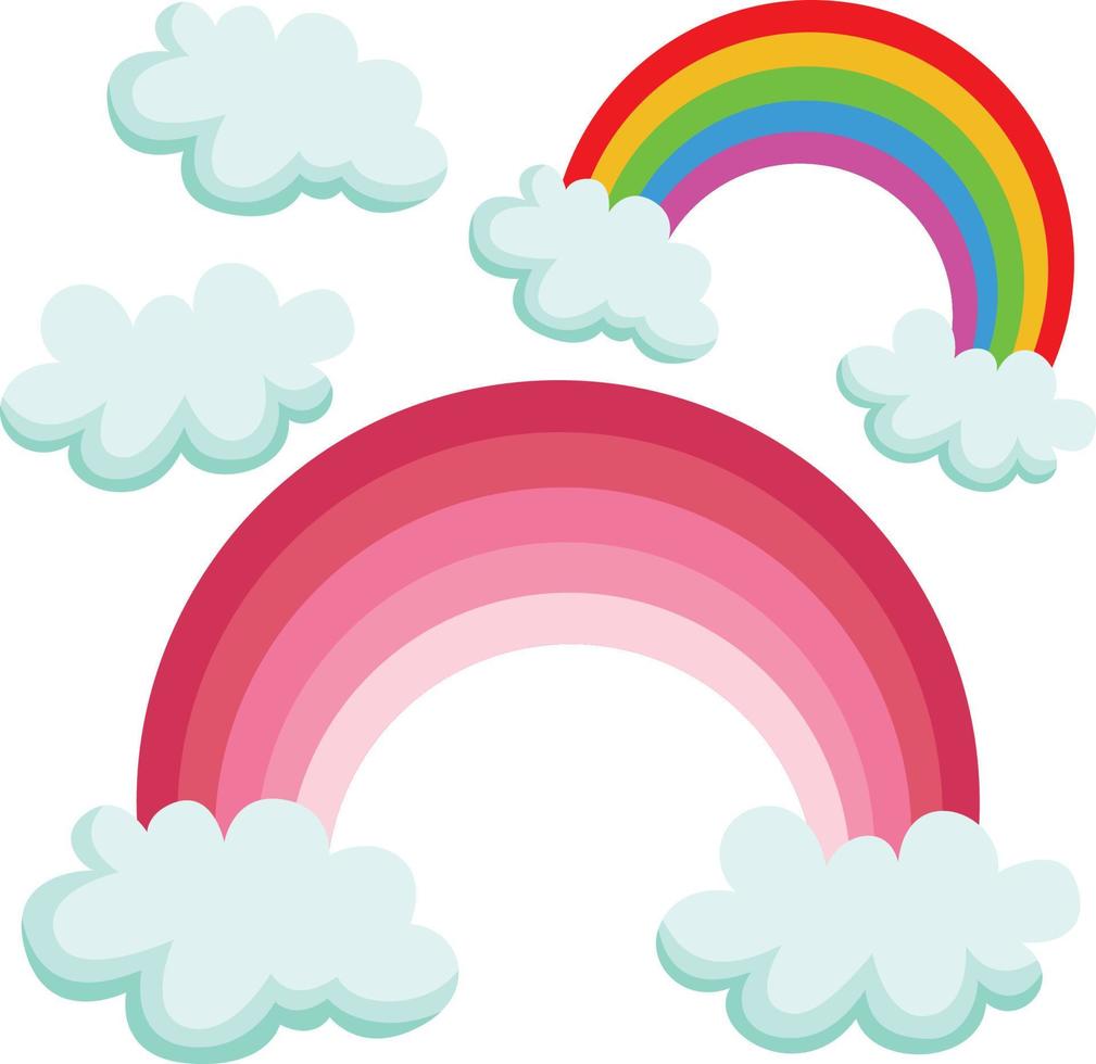 rosa arco iris san valentín nube ilustración vector clipart