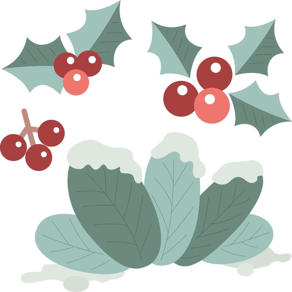 Cute Winter Tree and Flower Holiday Illustration Vector Clipart