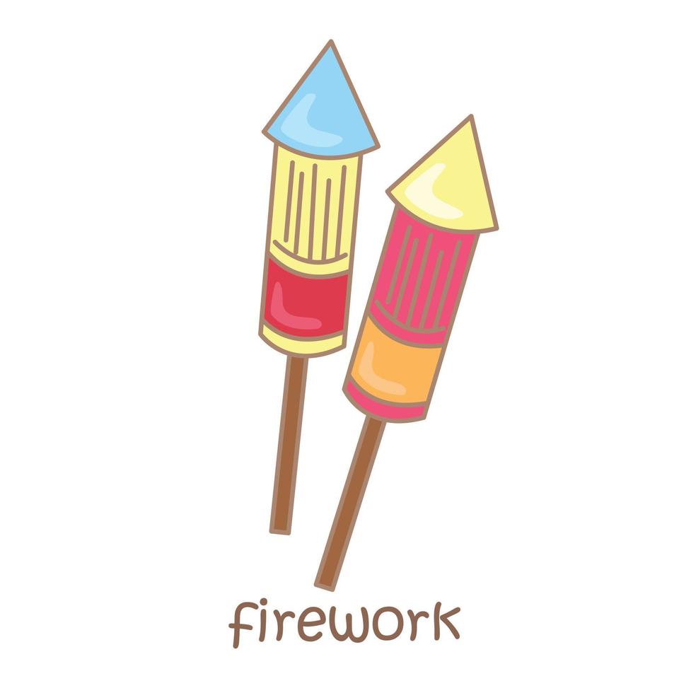 Alphabet F For Firework Vocabulary Illustration Vector Clipart