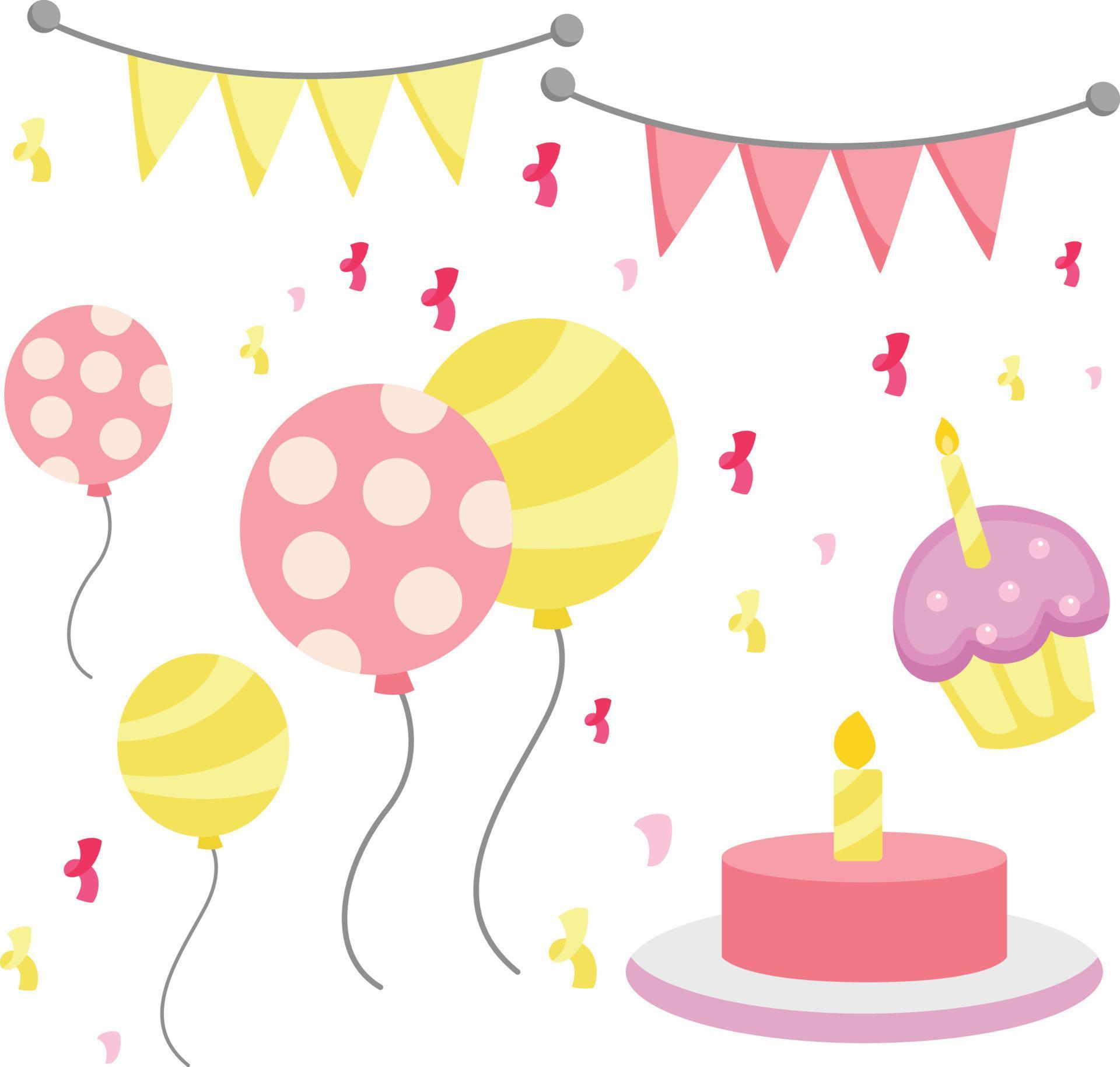 Pink Decoration Birthday Party Illustration Vector Clipart 15216344