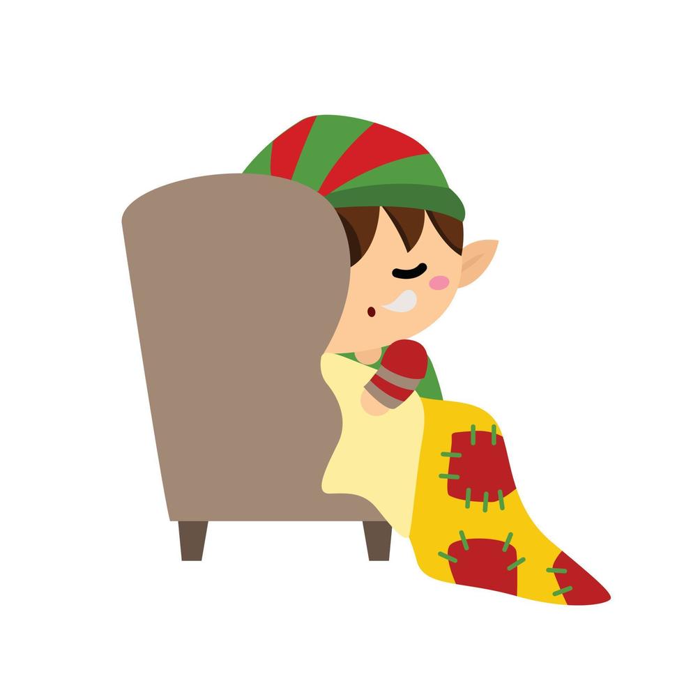 lindo elfo de navidad niños ilustración vector clipart