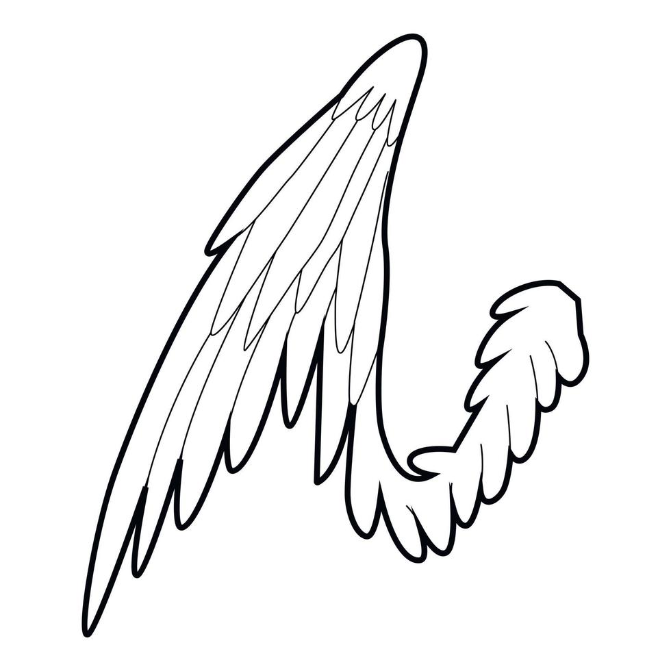 icono de ala de pájaro, estilo de contorno vector