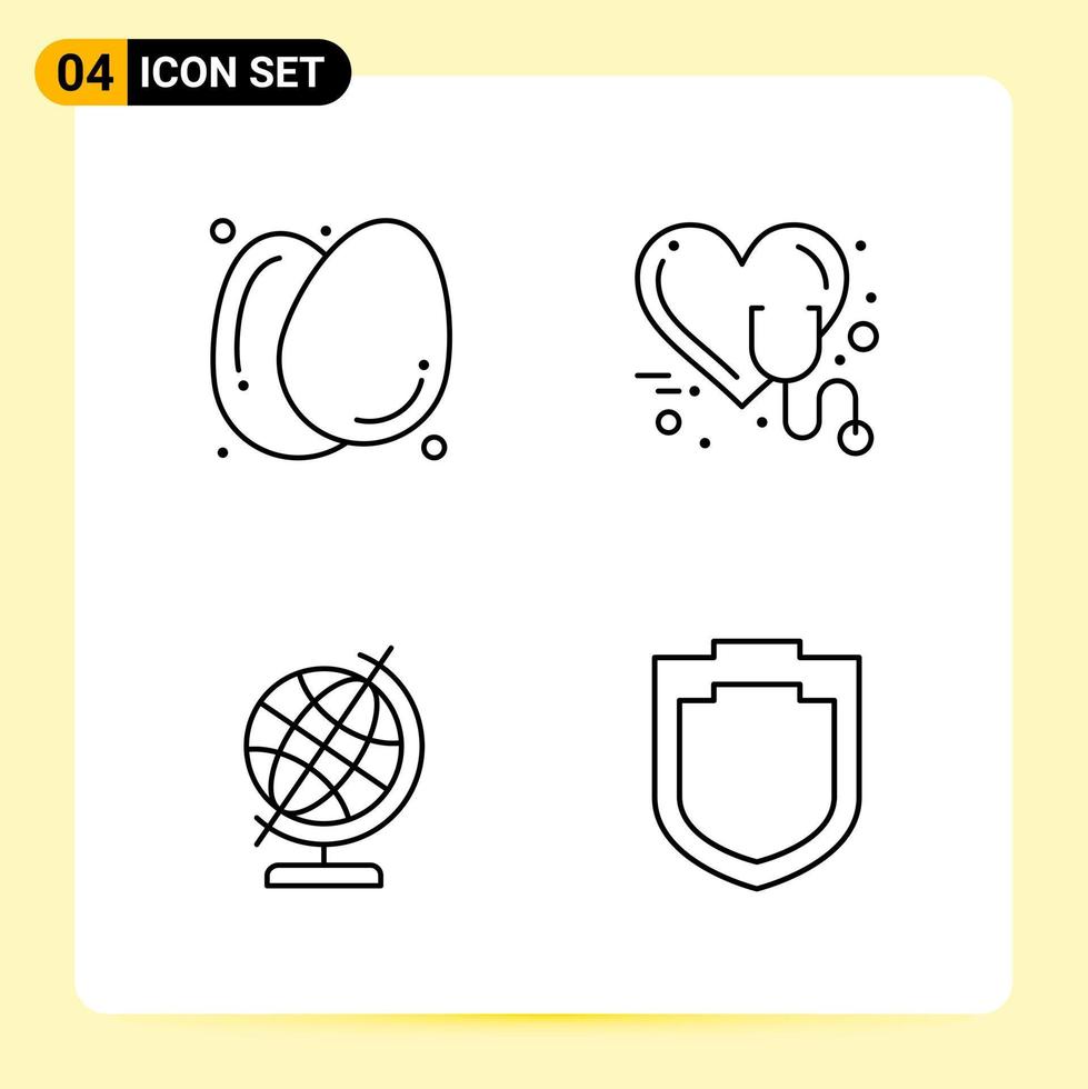 4 Creative Icons for Modern website design and responsive mobile apps 4 Outline Symbols Signs on White Background 4 Icon Pack vector