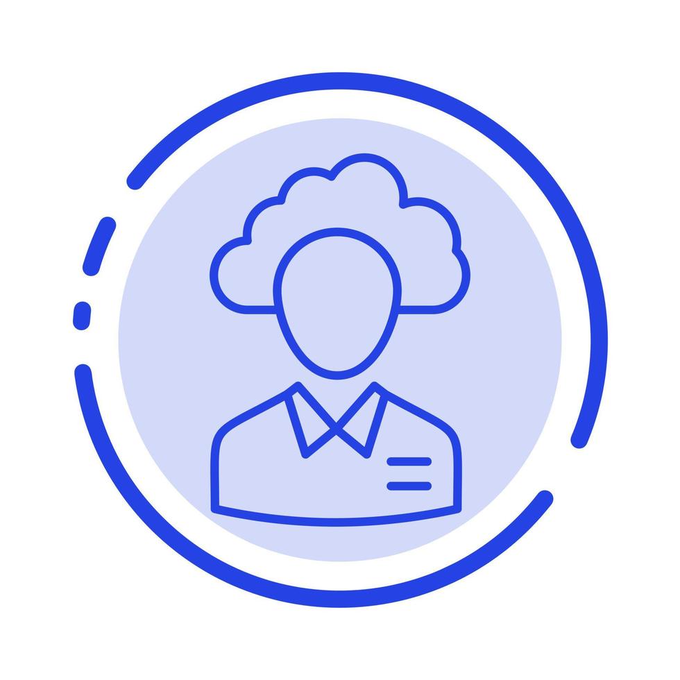 Outsource Cloud Human Management Manager People Resource Blue Dotted Line Line Icon vector