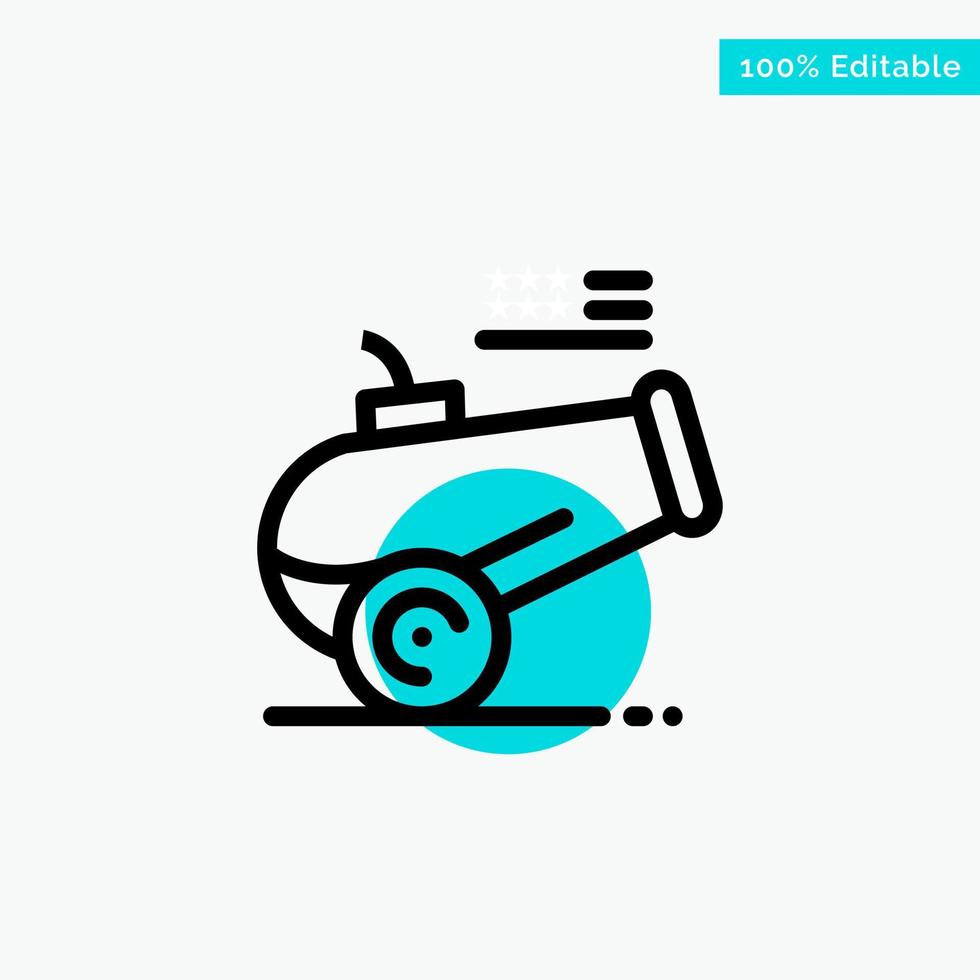 Big Gun Cannon Howitzer Mortar turquoise highlight circle point Vector icon