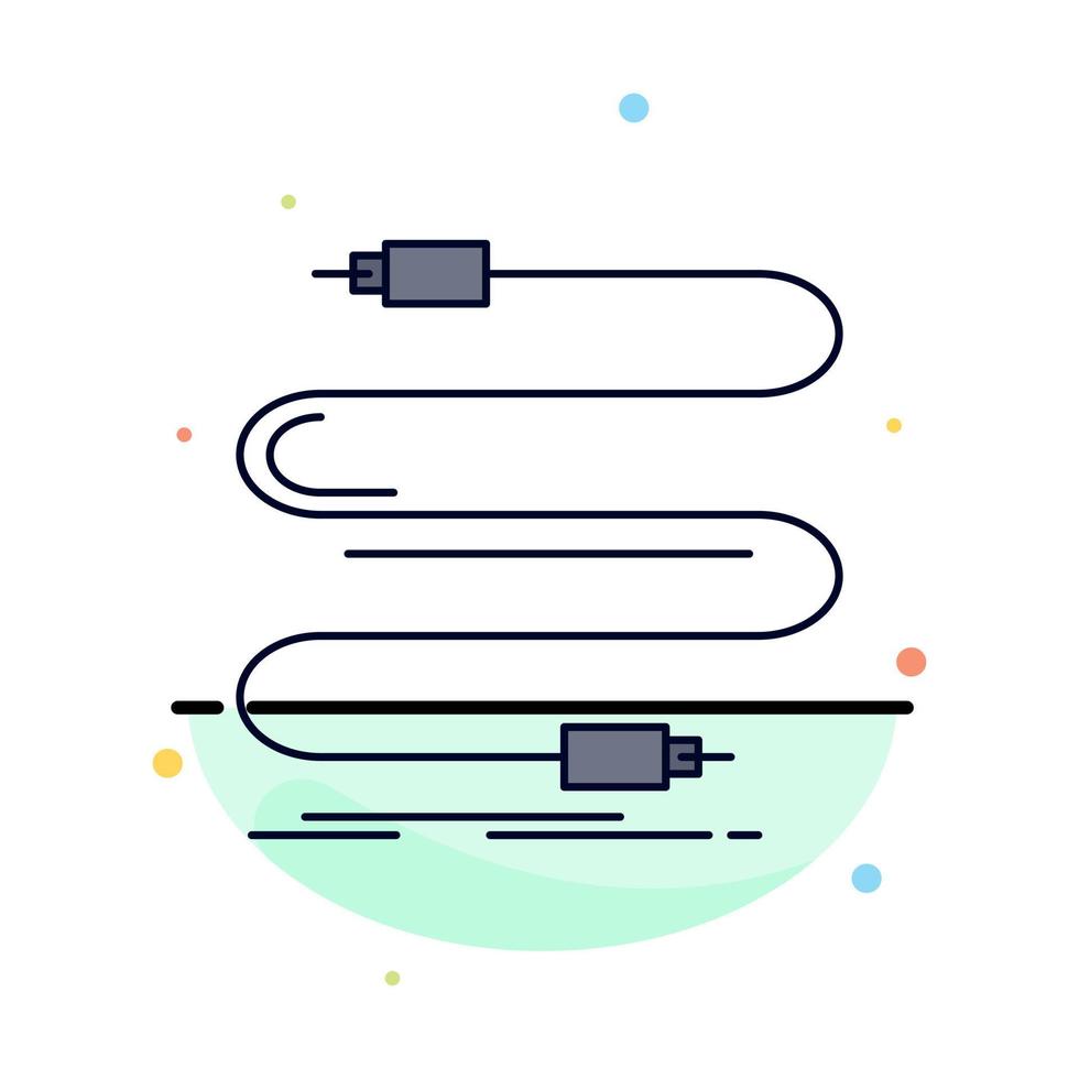 audio cable cord sound wire Flat Color Icon Vector