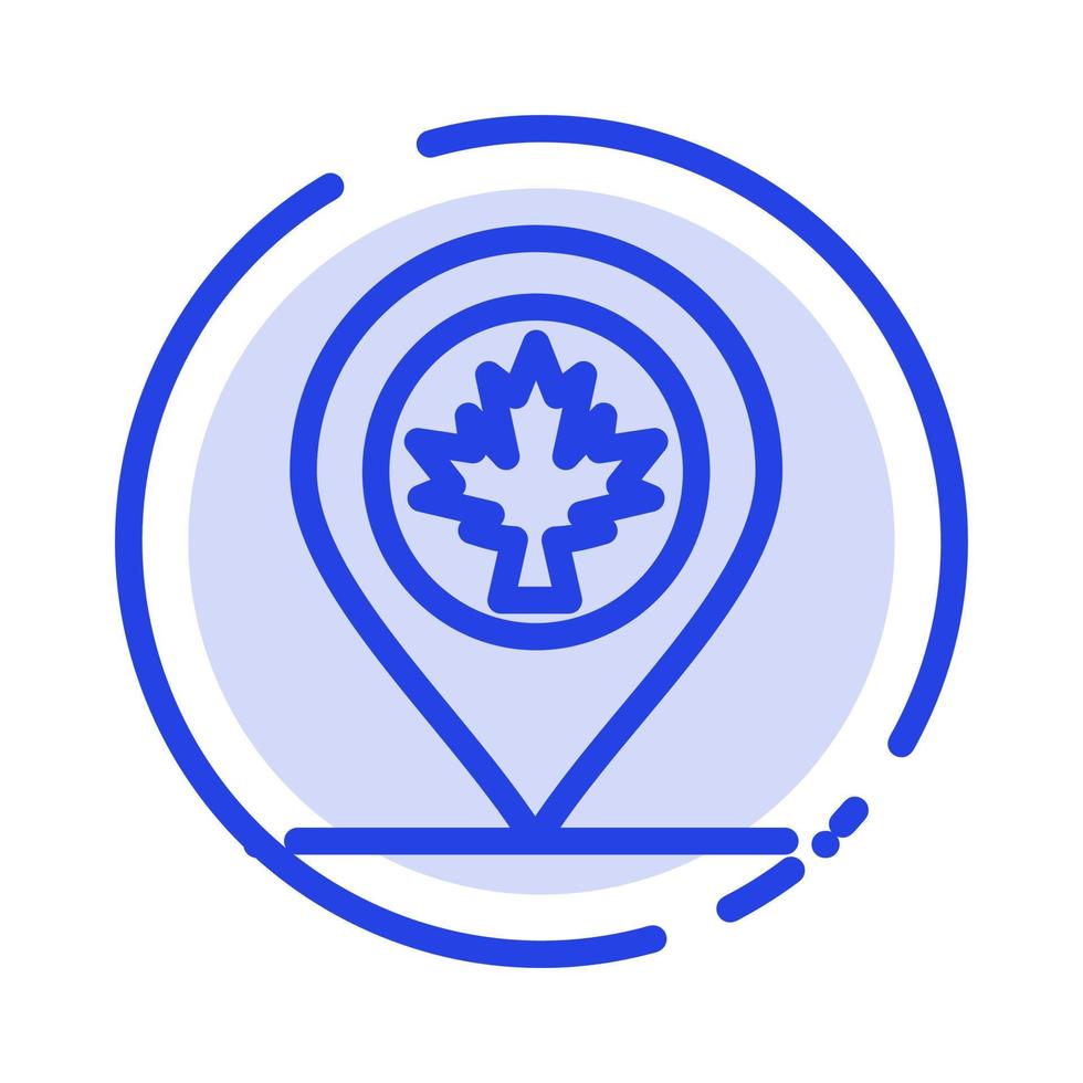 Map Location Canada Leaf Blue Dotted Line Line Icon vector