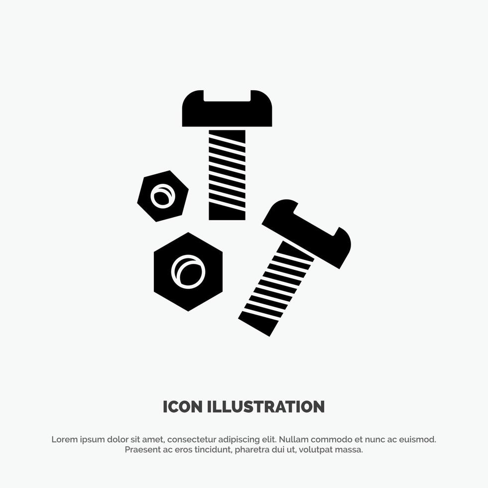 Bolt Nut Screw Tools solid Glyph Icon vector