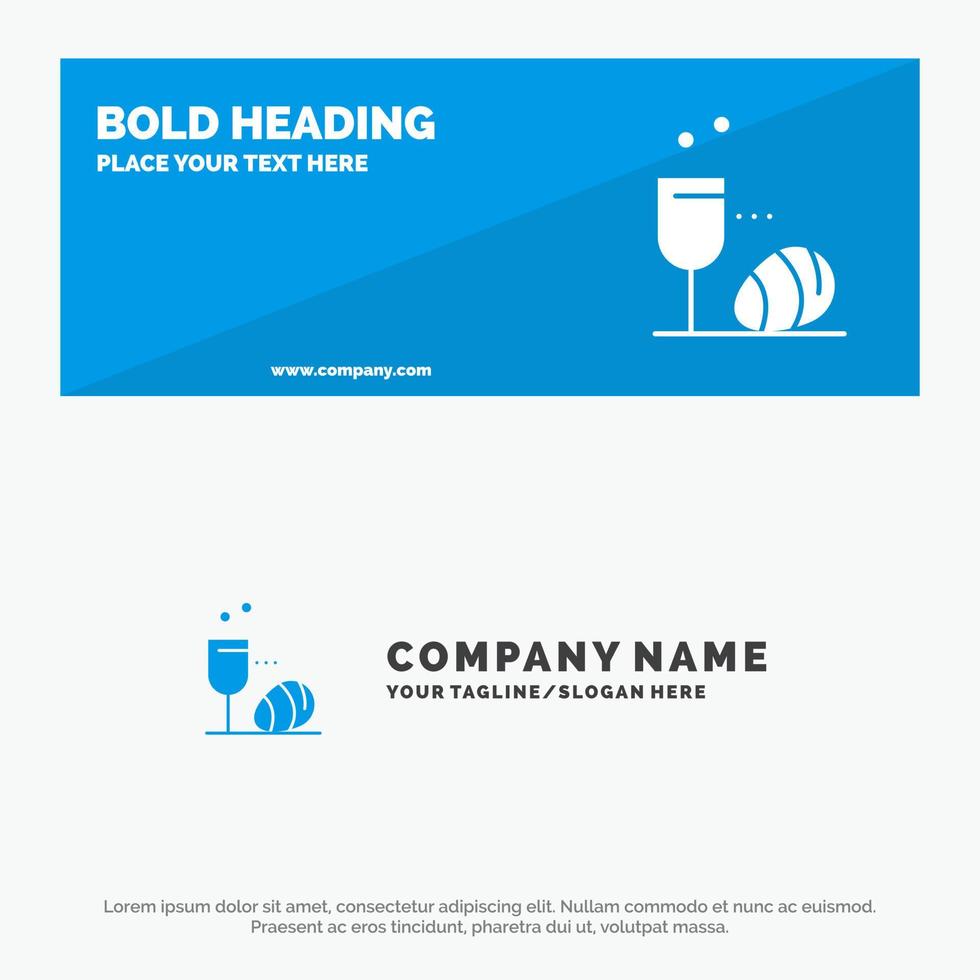 Glass Egg Easter Drink SOlid Icon Website Banner and Business Logo Template vector