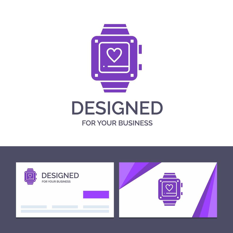 tarjeta de visita creativa y plantilla de logotipo mano reloj amor corazón boda vector ilustración