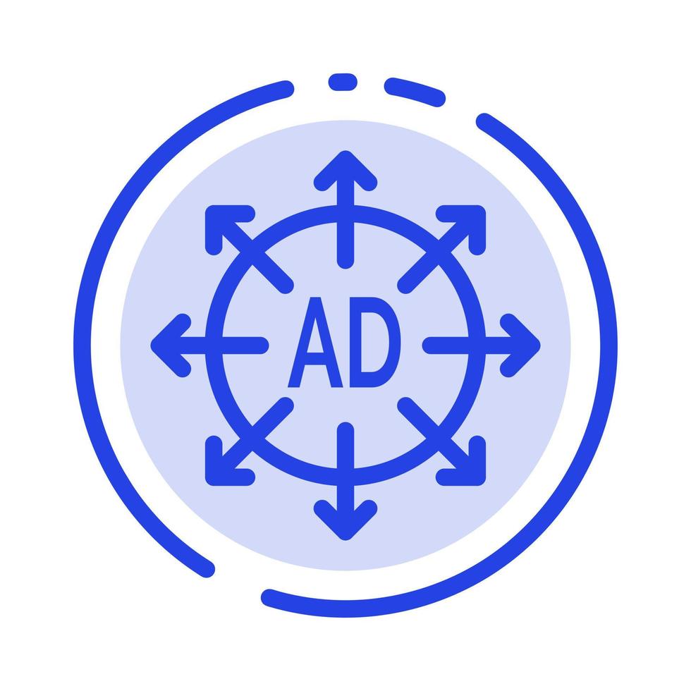 Advertising Submission Advertising Submission Ad Blue Dotted Line Line Icon vector