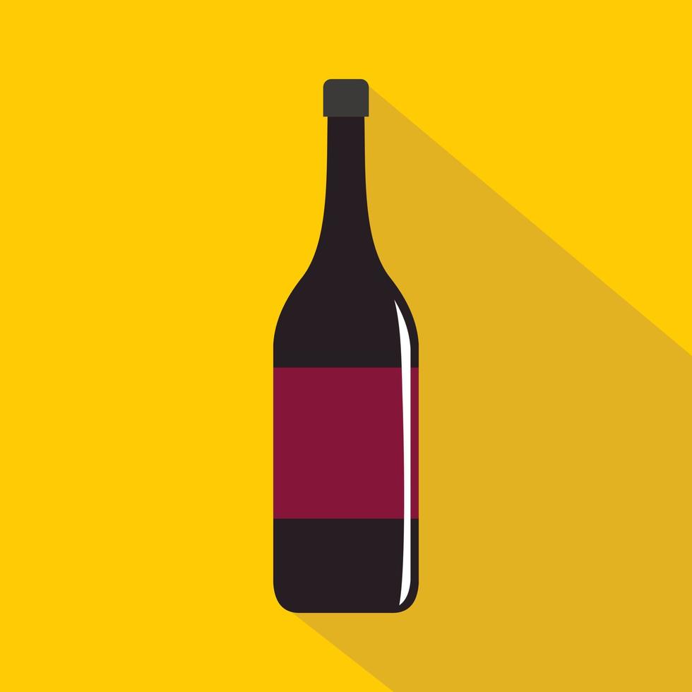 Wine bottle icon, flat style vector