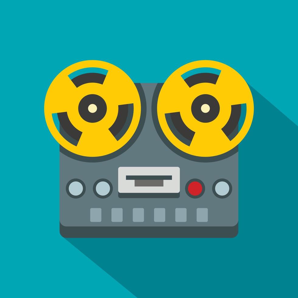 Vintage reel to reel tape recorder deck icon vector