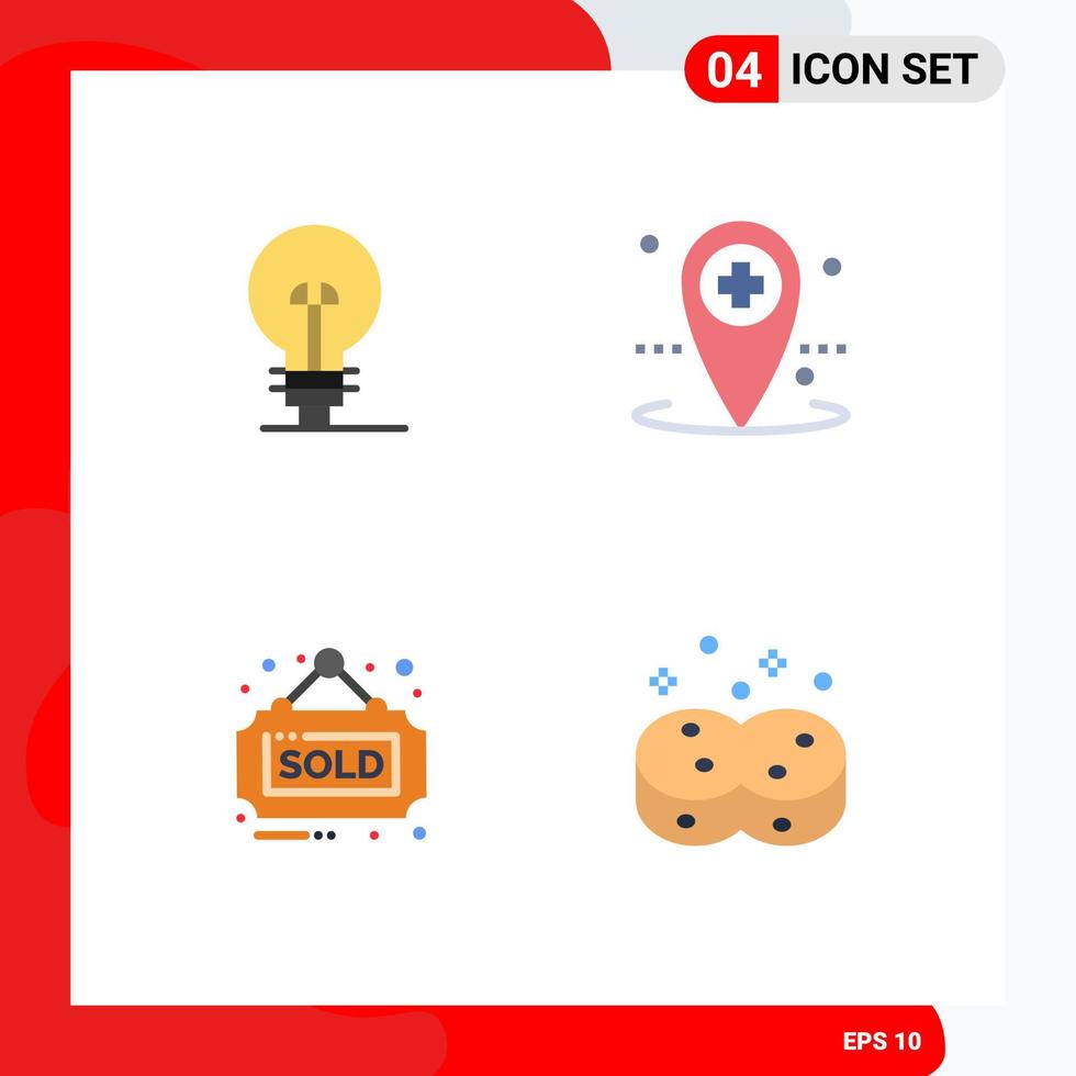 Pack of 4 Modern Flat Icons Signs and Symbols for Web Print Media such as business real product local sold Editable Vector Design Elements