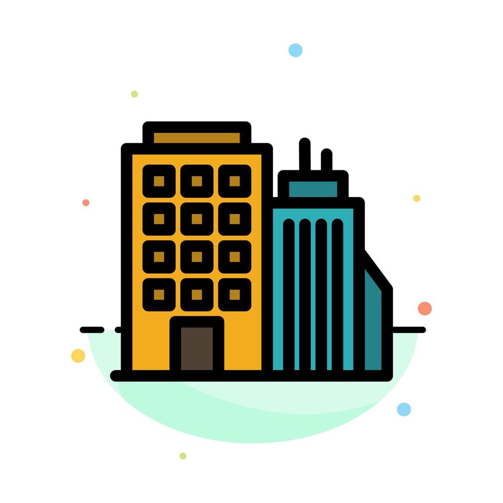 Building Office Tower Head office Abstract Flat Color Icon Template vector