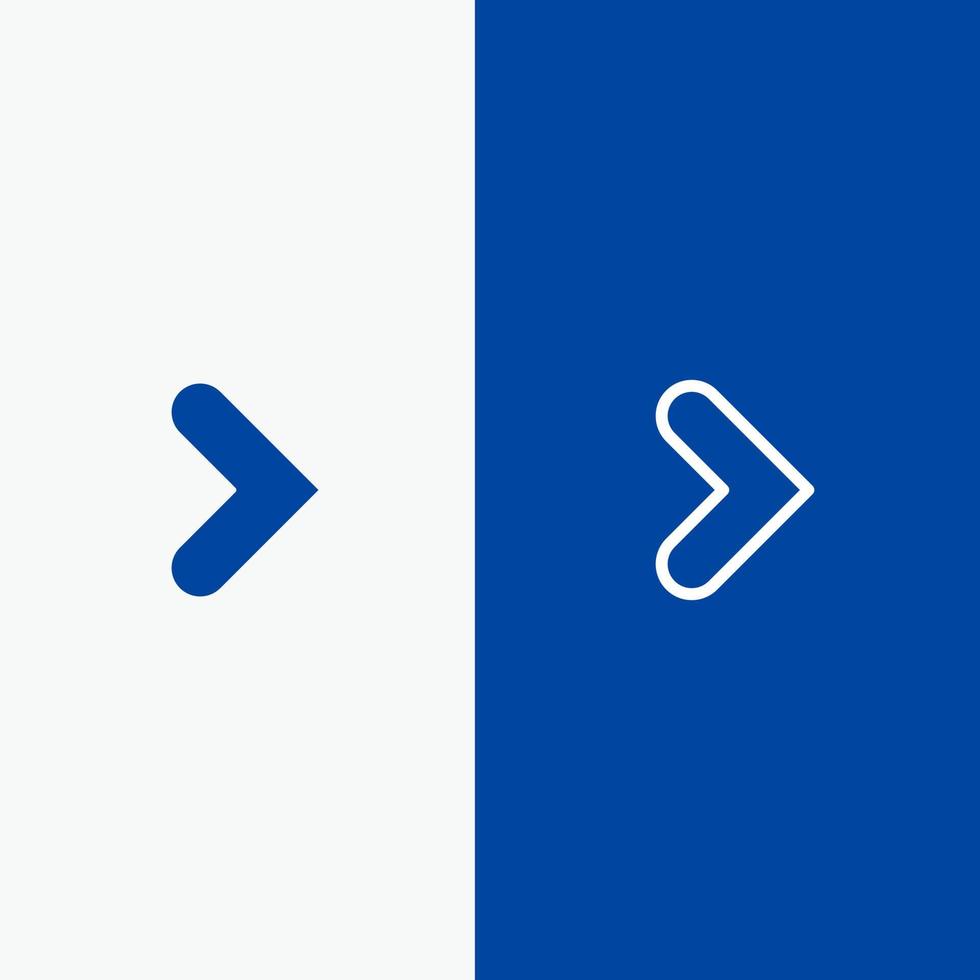 Arrow Right Forward Direction Line and Glyph Solid icon Blue banner Line and Glyph Solid icon Blue banner vector