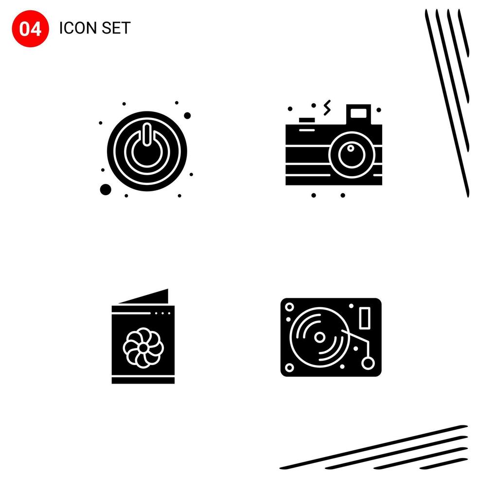 Collection of 4 Vector Icons in solid style Pixle Perfect Glyph Symbols for Web and Mobile Solid Icon Signs on White Background 4 Icons