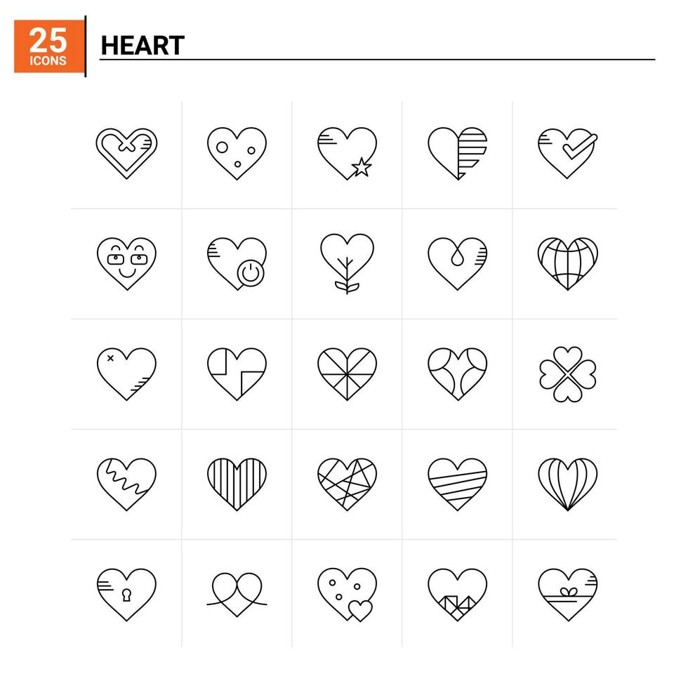 25 conjunto de iconos de corazón antecedentes vectoriales vector