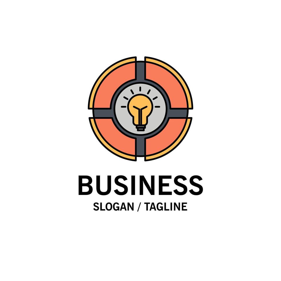 Bulb Pie Chat Light Idea Business Logo Template Flat Color vector