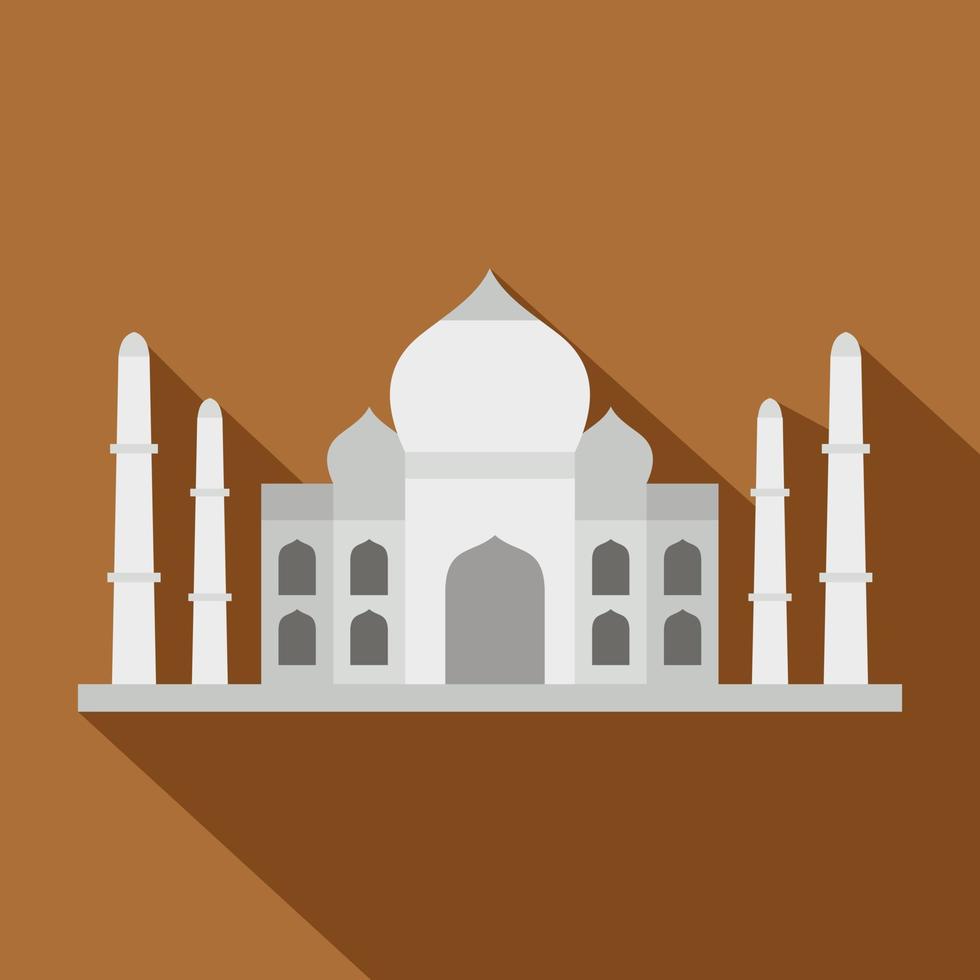 Taj Mahal icon, flat style vector