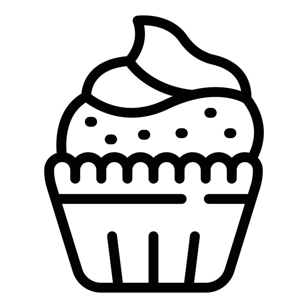 vector de contorno de icono de cupcake crema. líquido dulce