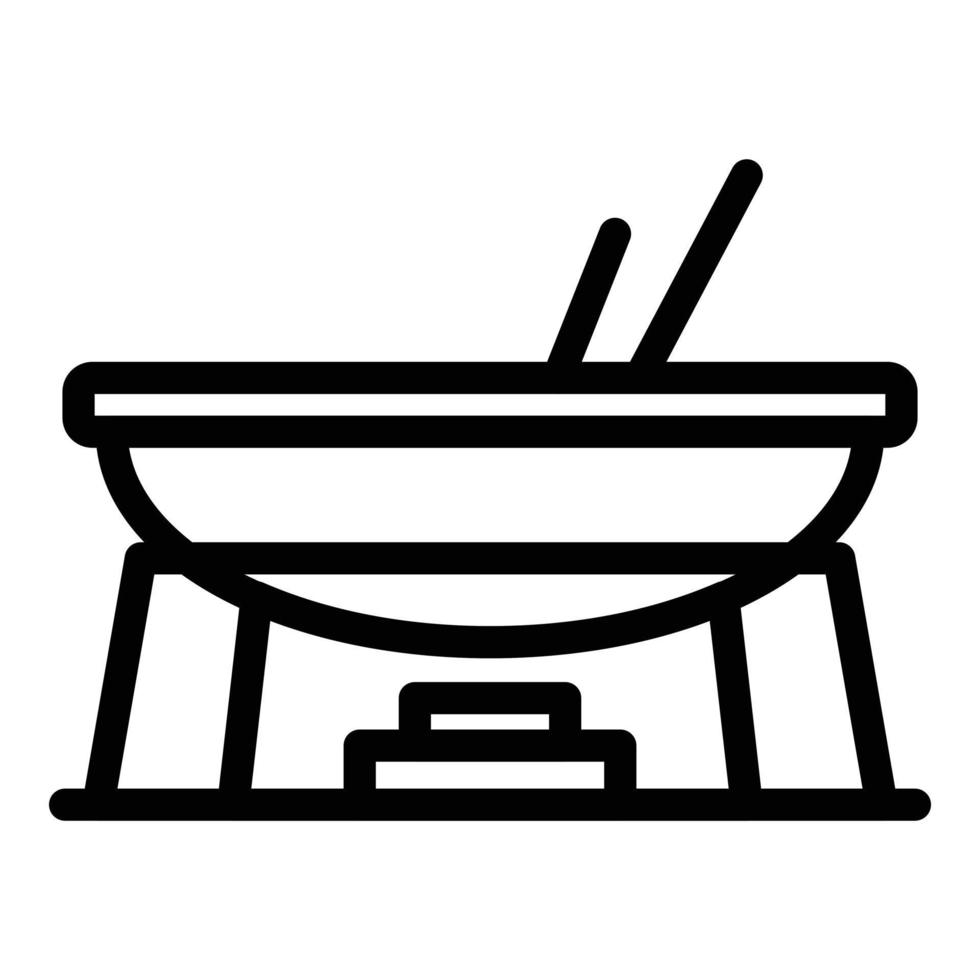 Fondue big pot icon outline vector. Cheese food vector