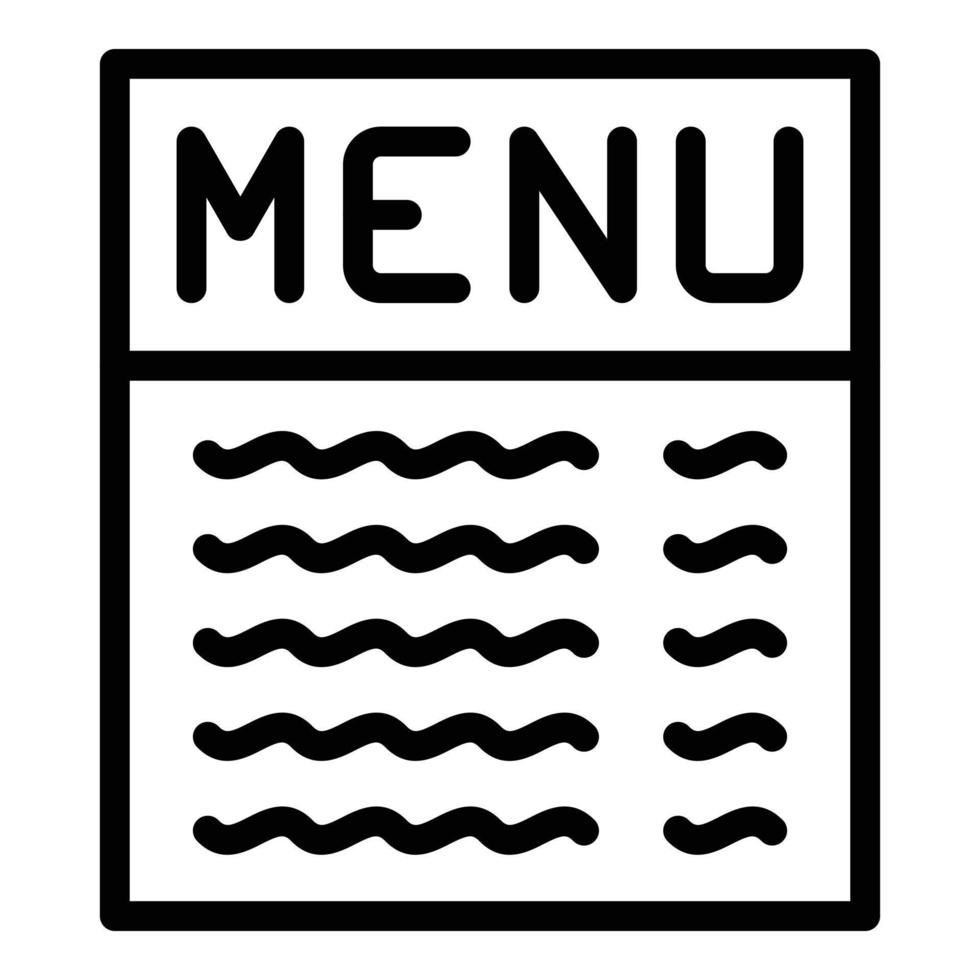 vector de contorno de icono de menú de restaurante. comida de cafe