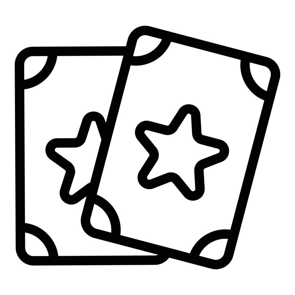 vector de contorno de icono de tarjetas mágicas. sombrero de mago