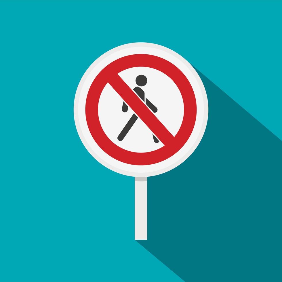 No pedestrian traffic sign icon, flat style vector