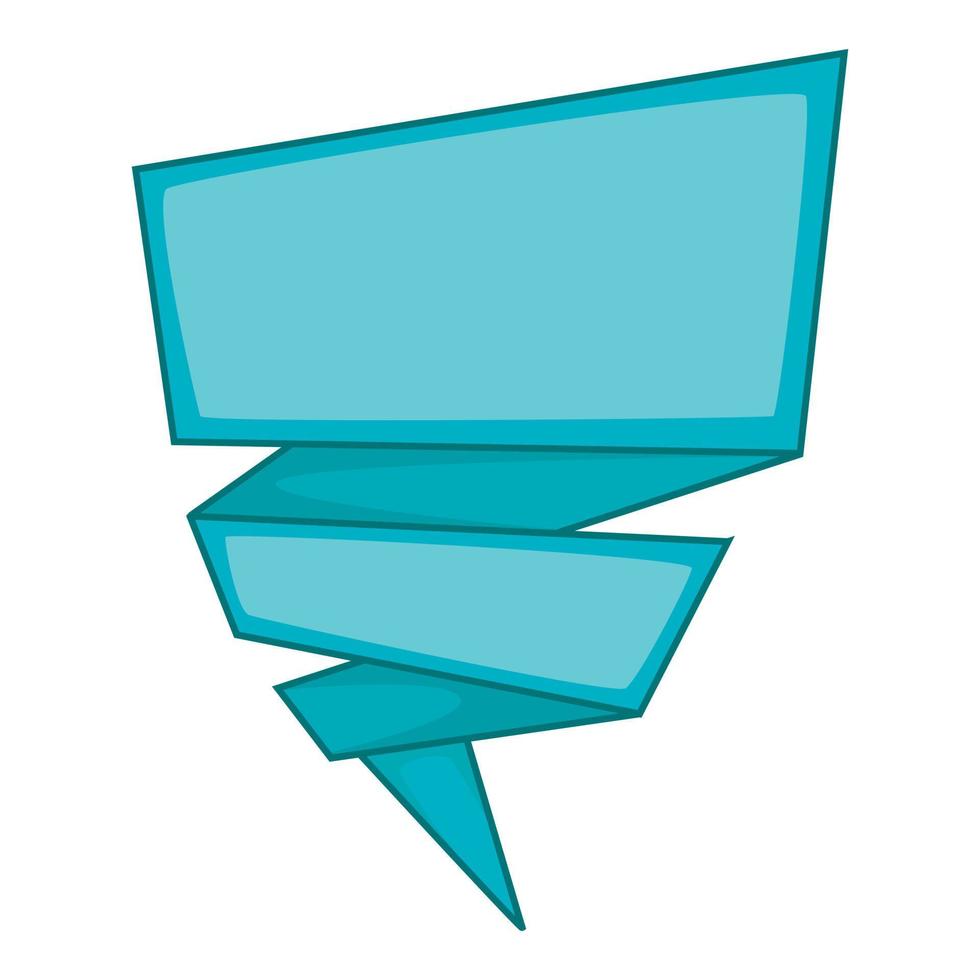 Blue origami speech bubble icon, cartoon style vector