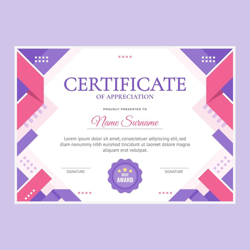 Flat Modern Certificate Template vector