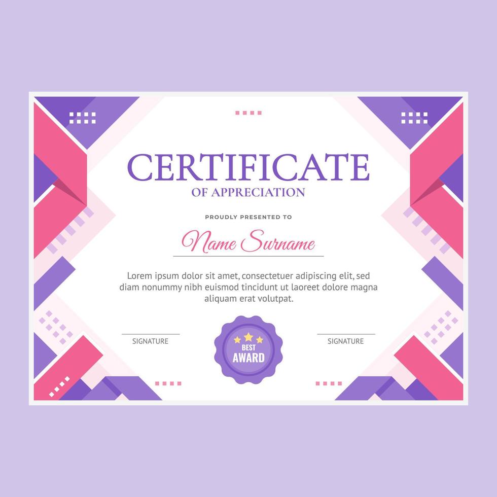 Flat Modern Certificate Template vector