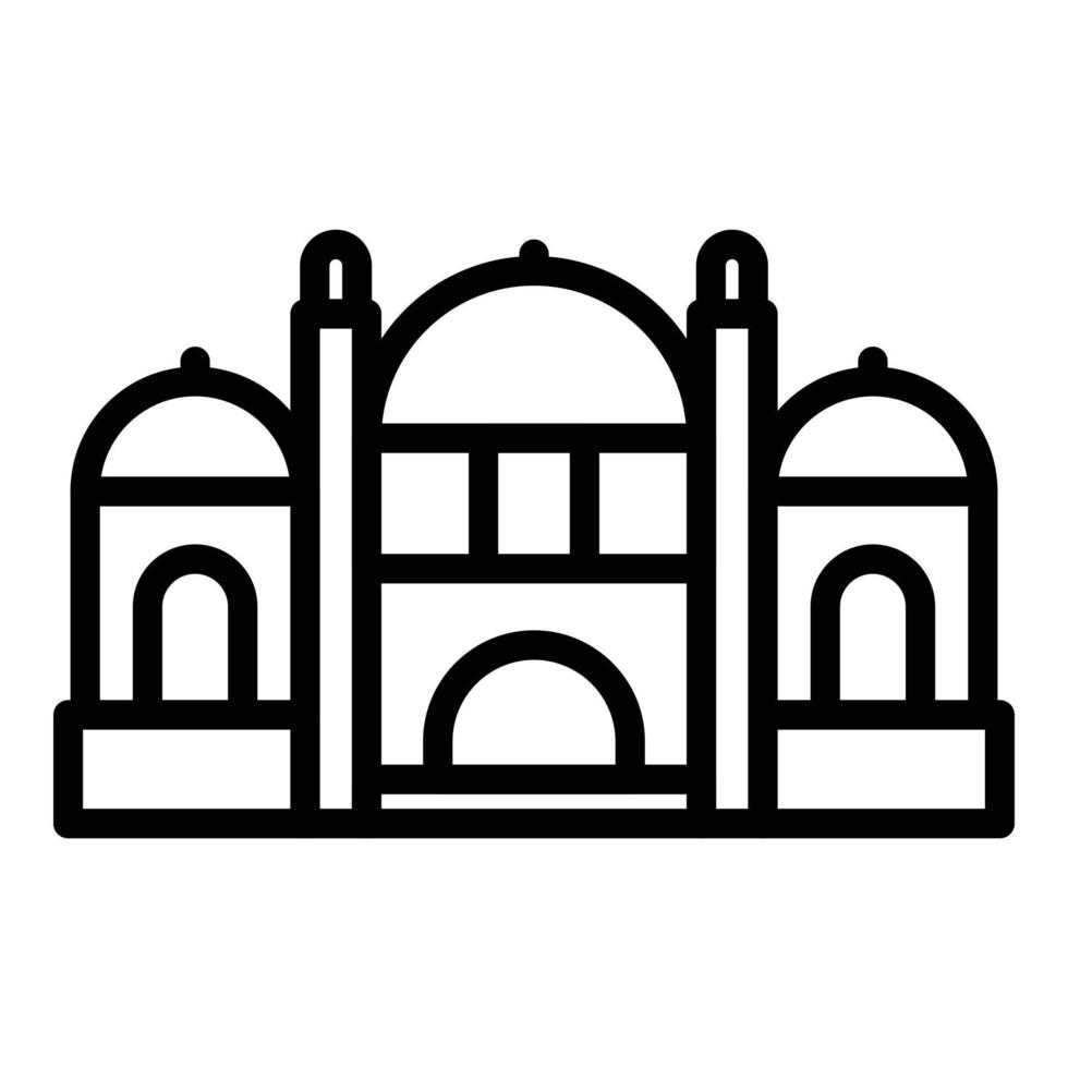 vector de contorno de icono de edificio de templo indio. El horizonte de la ciudad