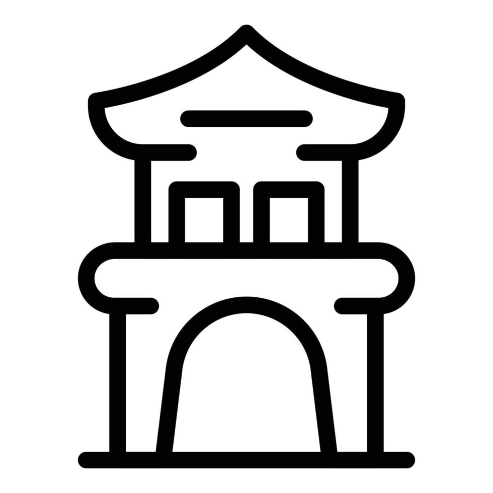vector de contorno de icono de casa de ciudad. japón kyoto