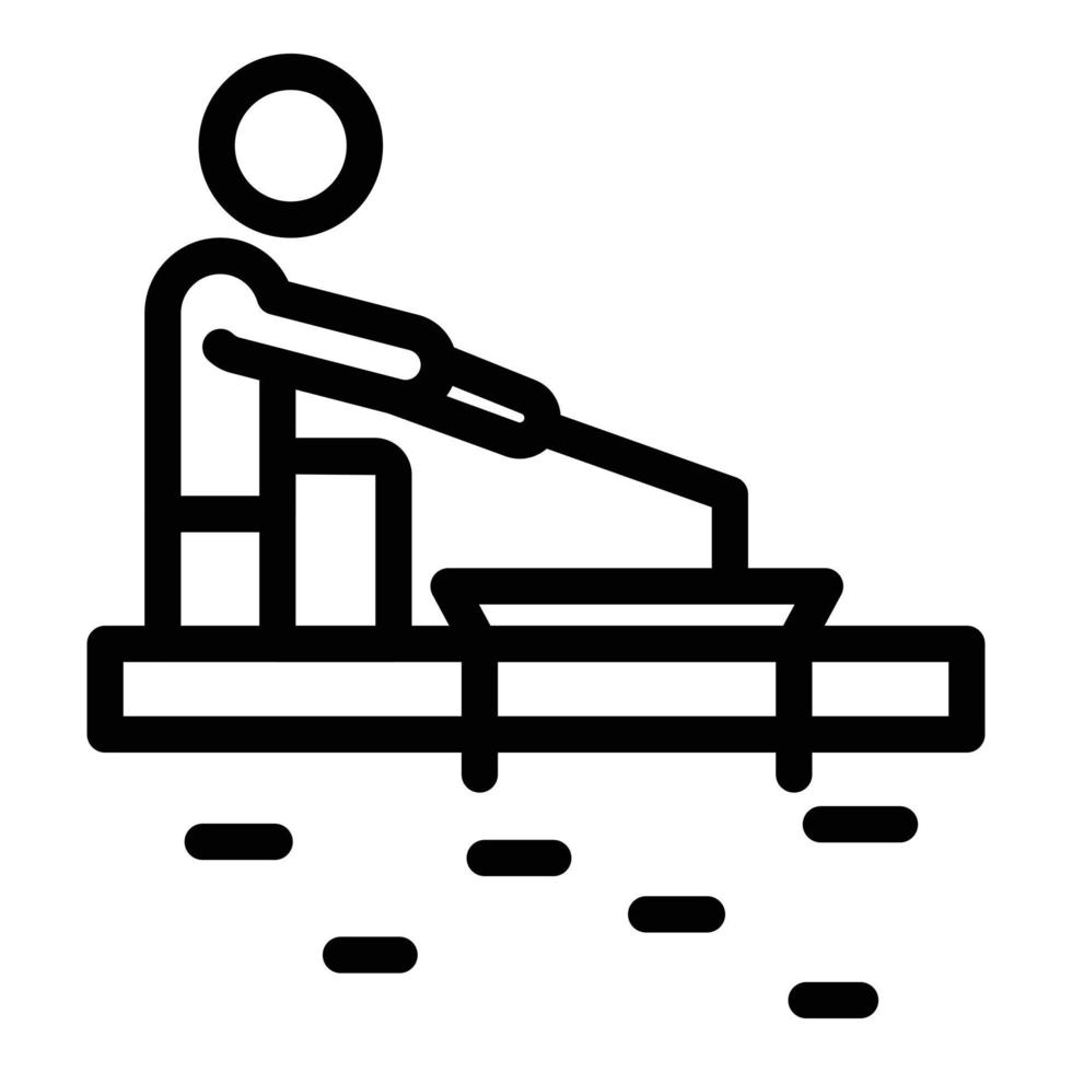 Man ice fishing icon outline vector. Hole fish vector