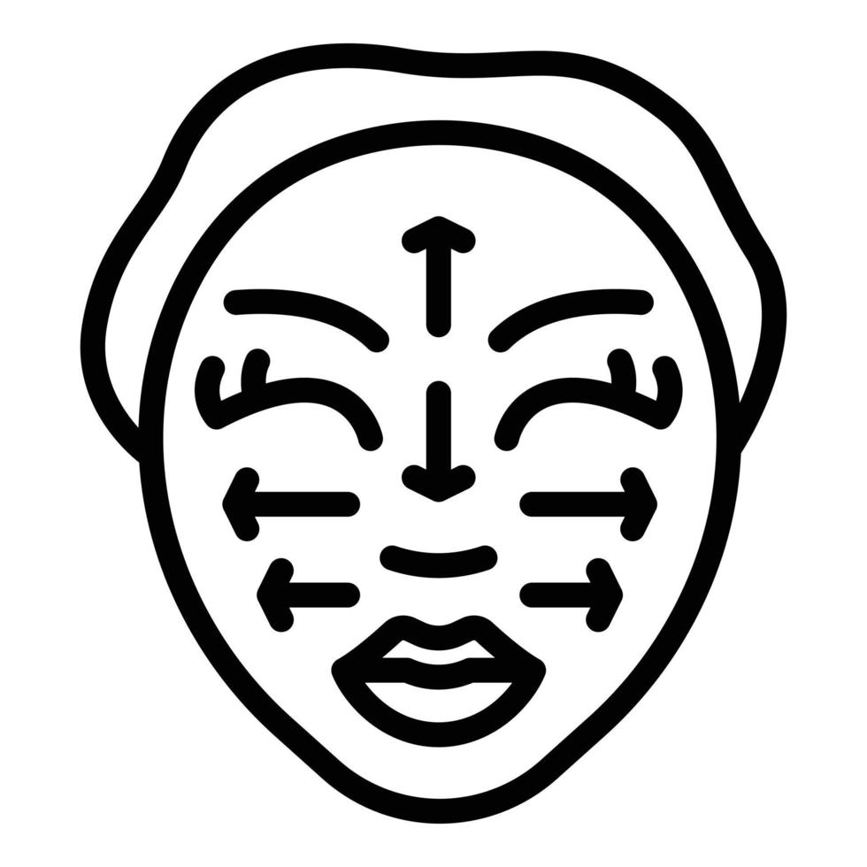 vector de contorno de icono de masaje facial de bienestar. cara de mujer