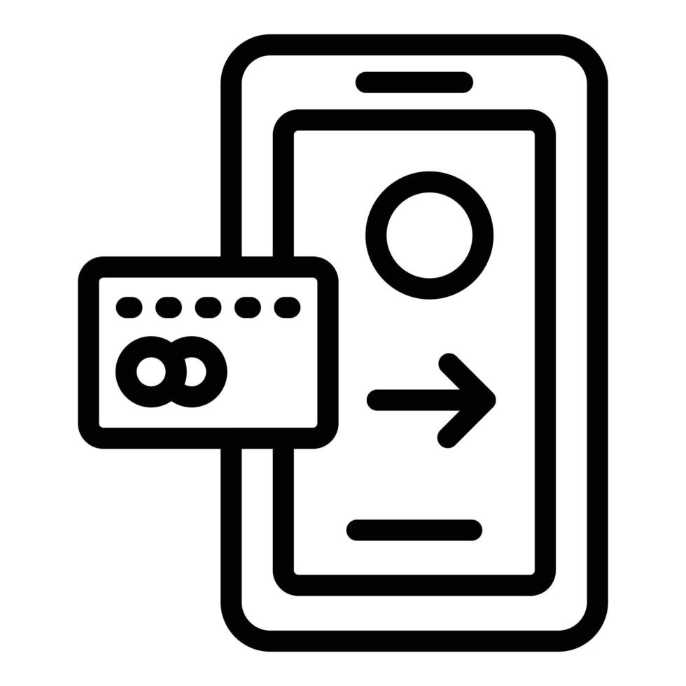 Bank phone app icon outline vector. Internet finger vector