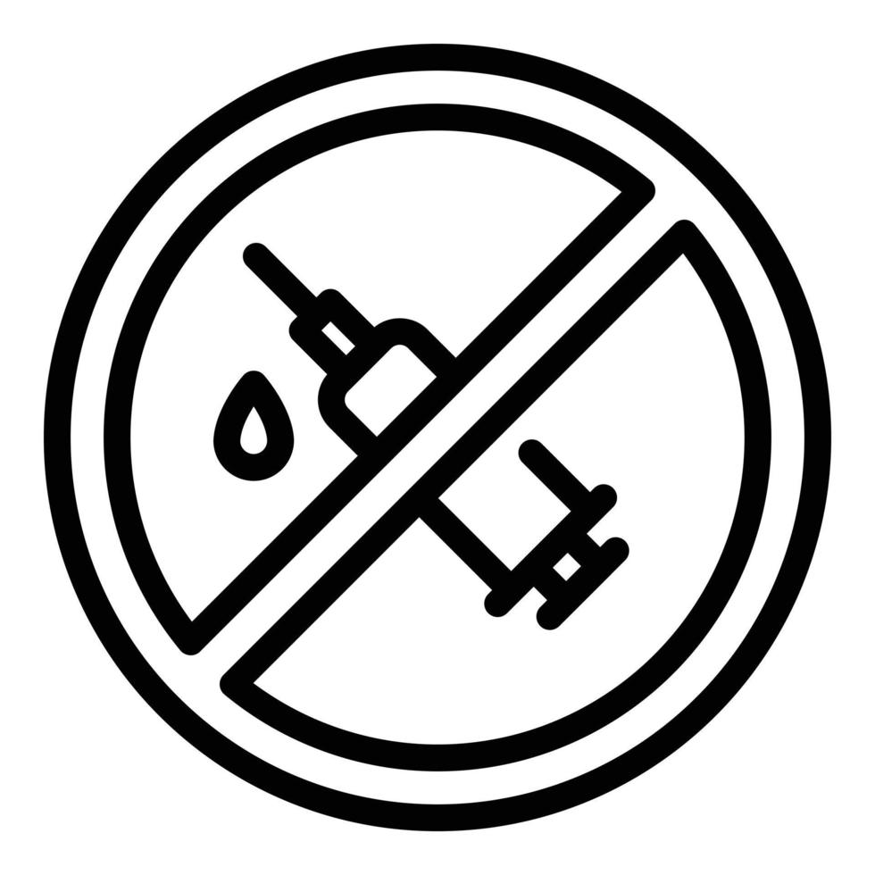 No syringe icon outline vector. Corona drug vector