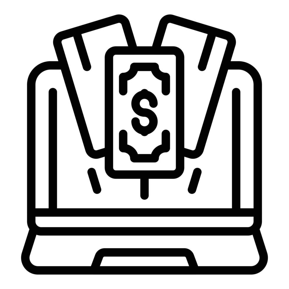 Laptop money income icon outline vector. Computer business vector