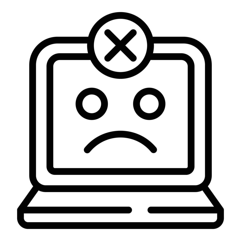 vector de contorno del icono de error del portátil. Internet perdido