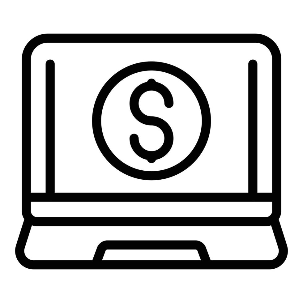 Laptop work icon outline vector. Money income vector