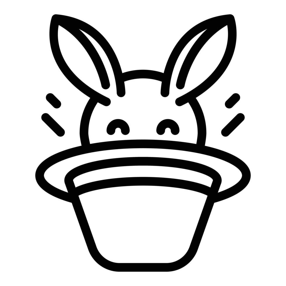 Cute magic rabbit icon outline vector. Magician hat vector