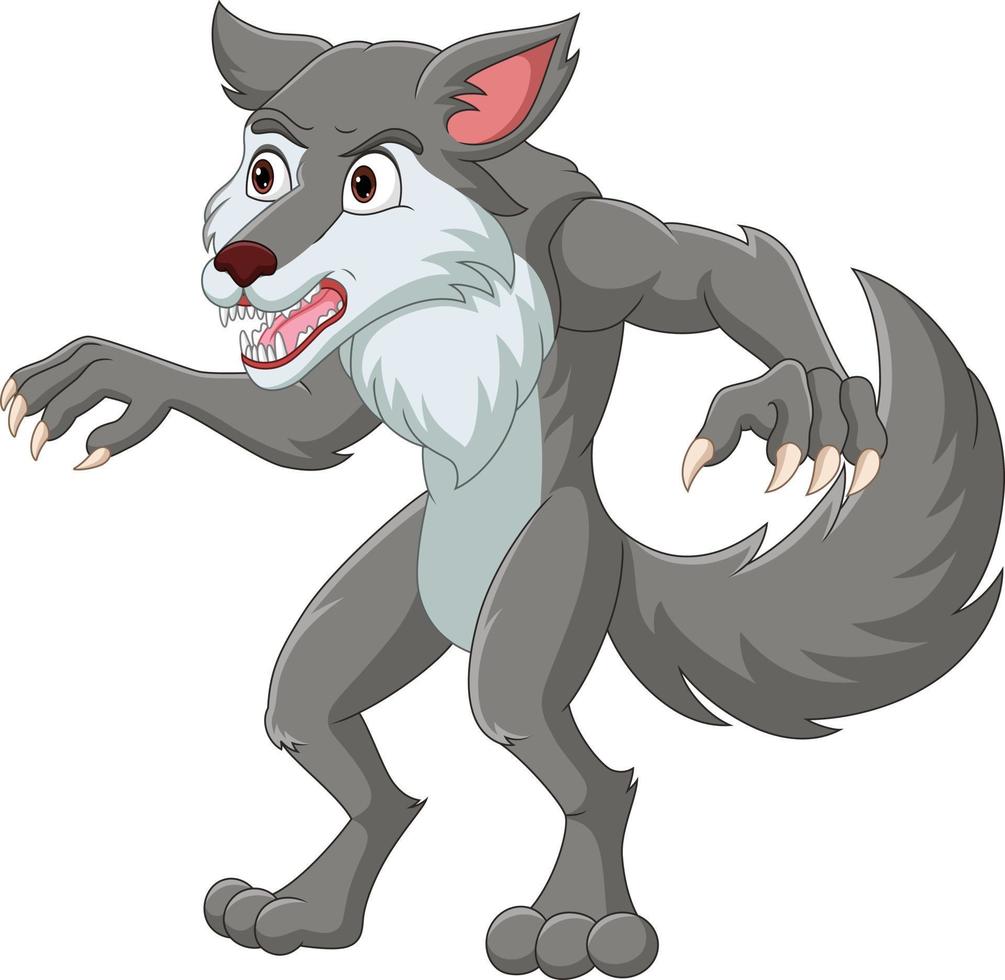 Cartoon wolf standing on white background vector