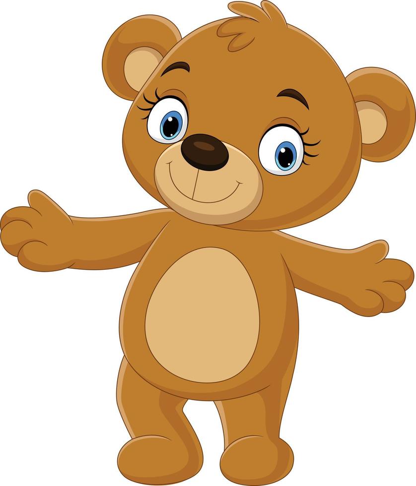 Cartoon funny little bear presenting vector